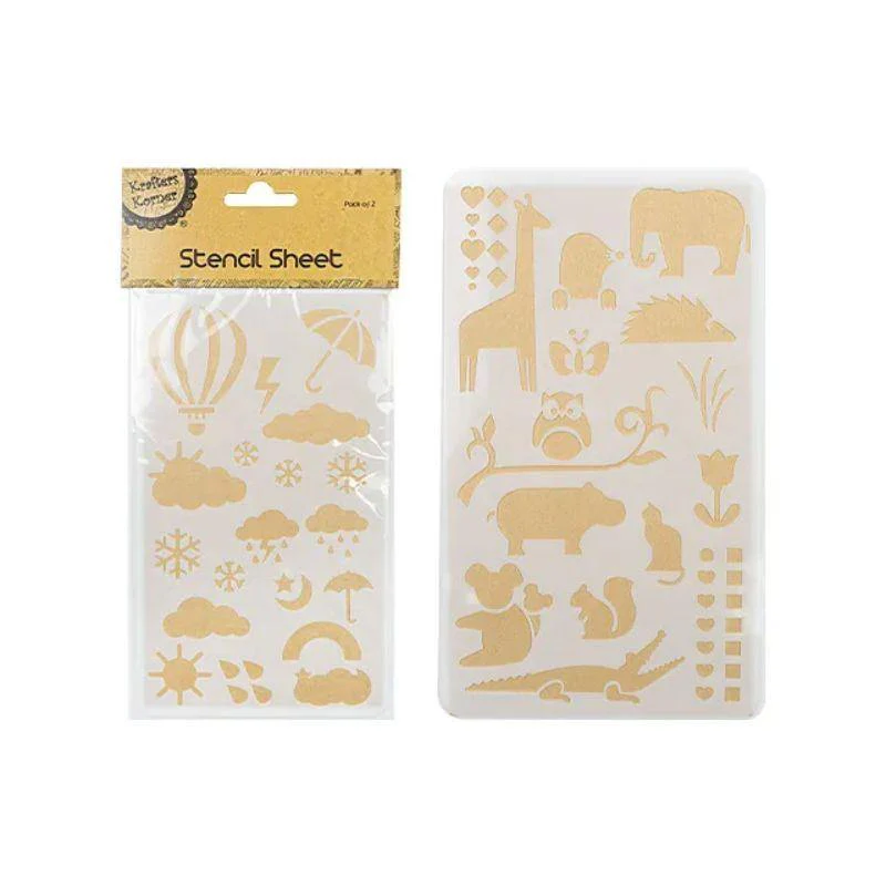 2 Pack Plastic Stencil Sheets - 10.5cm x 18cm