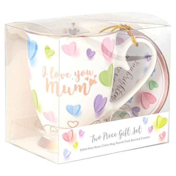 2 Pack Sweet Heart Mum Mug With Round Coaster - Image 2