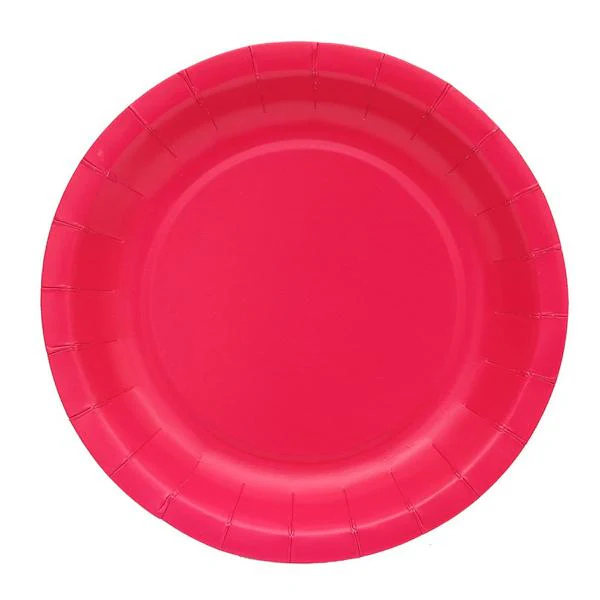 20 Pack Round Magenta Plates - 18cm