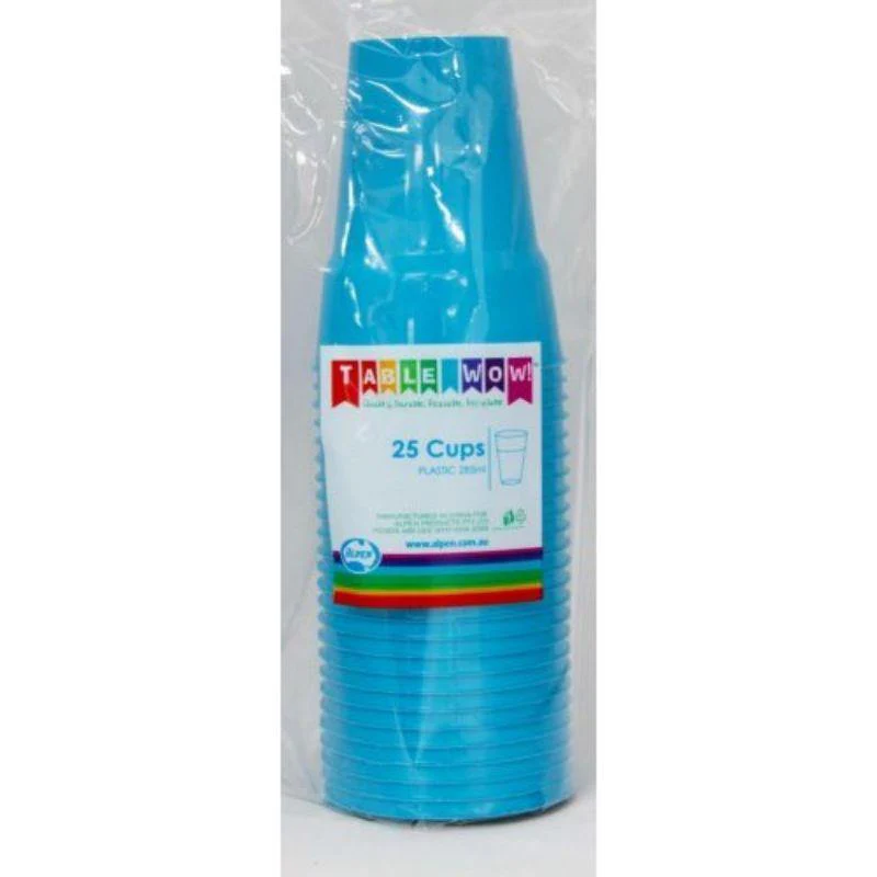 20 Pack Azure Blue Reusable Cups - 285ml