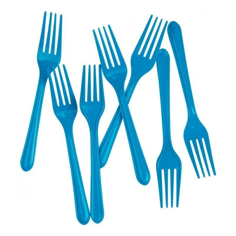 20 Pack Azure Blue Reusable Forks - 18cm - Image 2