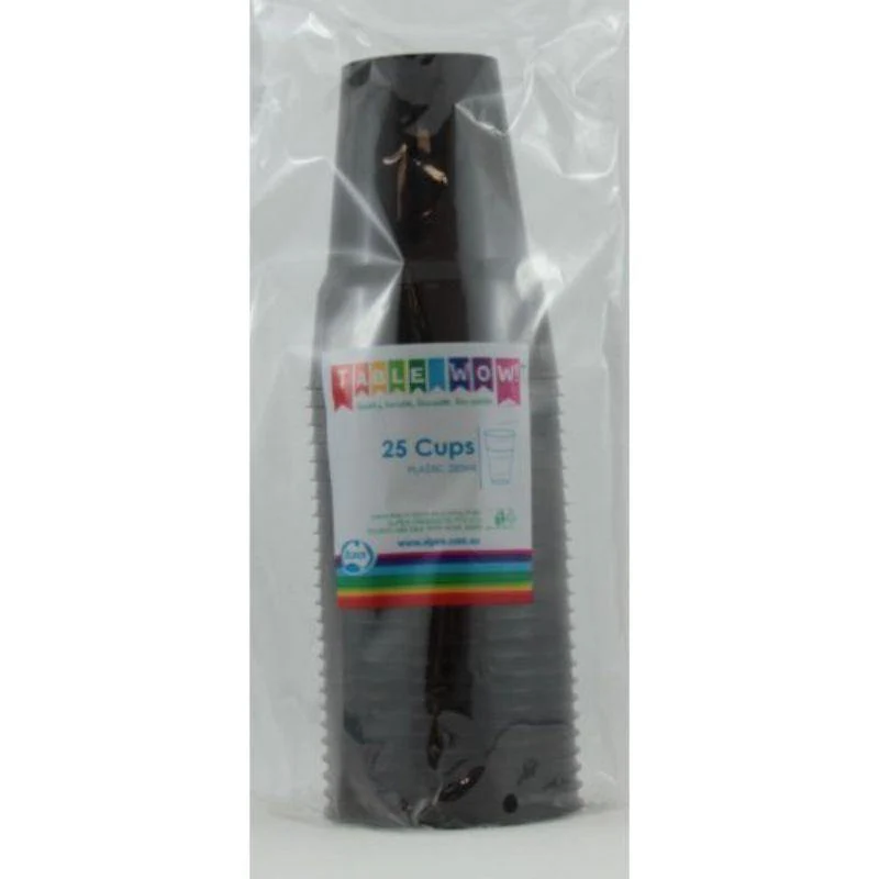 20 Pack Black Reusable Cups - 285ml
