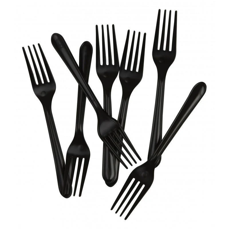20 Pack Black Reusable Forks - 18cm - Image 2