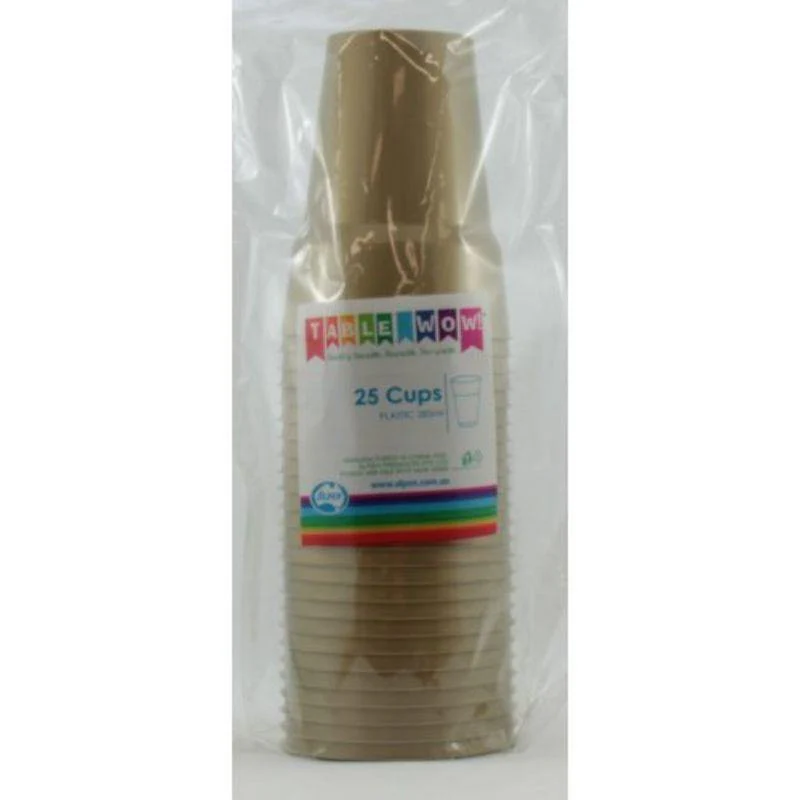 20 Pack Gold Reusable Cups - 285ml