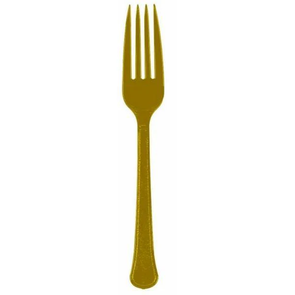 20 Pack Heavy Weight Gold Sparkle Plastic Forks - Image 2
