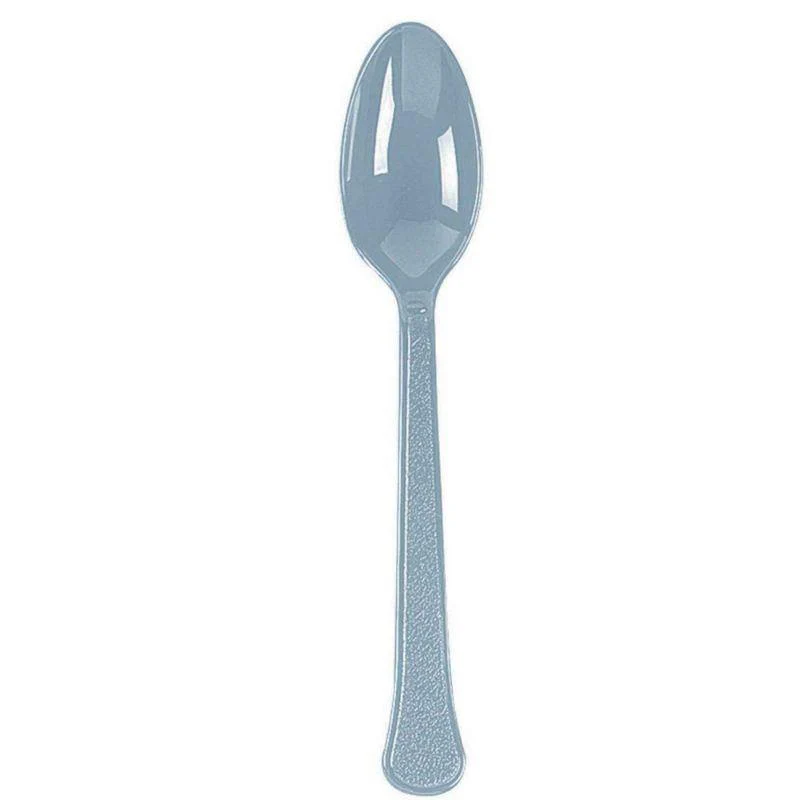 20 Pack Heavy Weight Silver Plastic Spoons