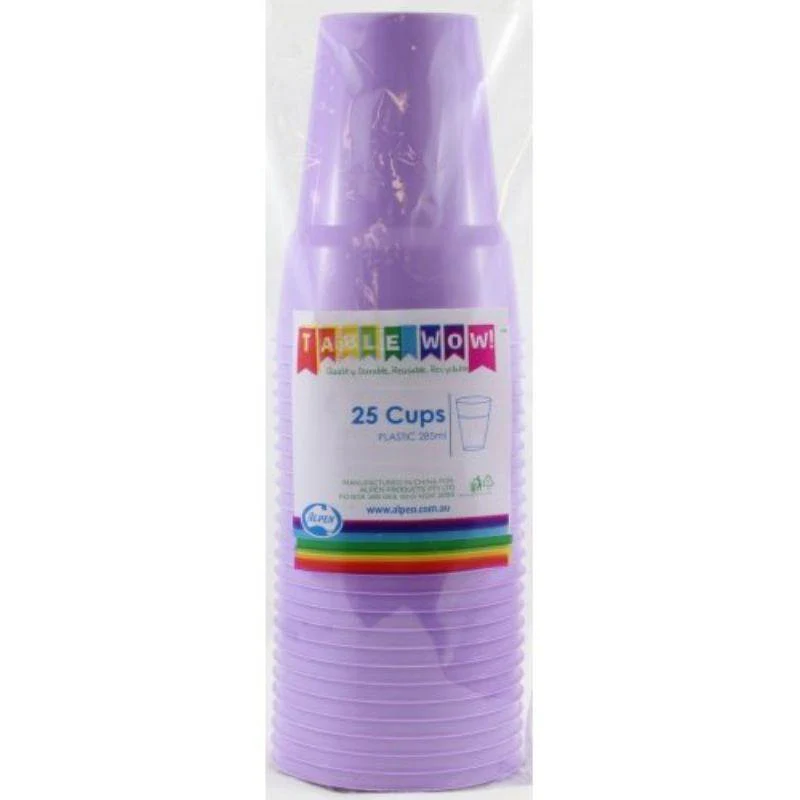 20 Pack Lavender Reusable Cups - 285ml