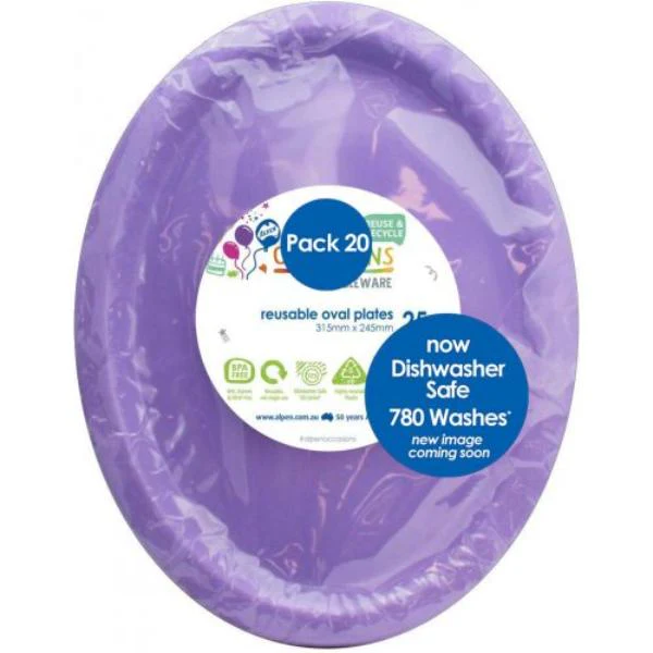 20 Pack Lavender Reusable Oval Plates - 31.5cm x 24.5cm - Image 2