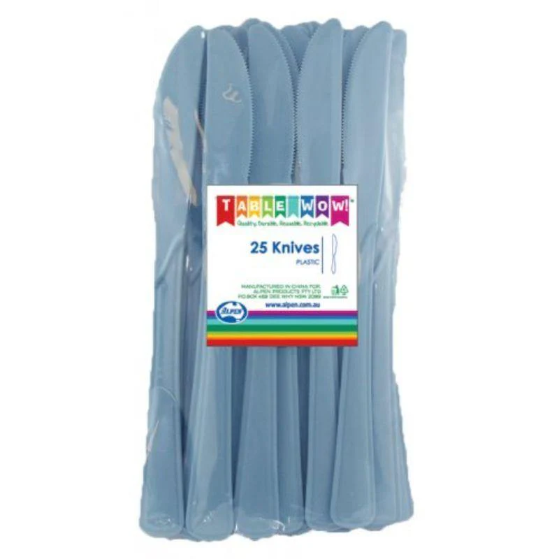 20 Pack Light Blue Reusable Knives - 19cm