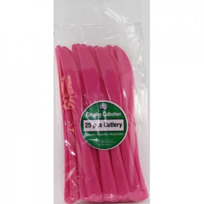 20 Pack Magenta Reusable Knives - 19cm