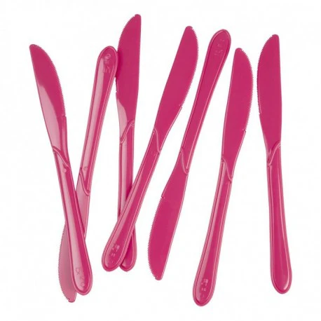 20 Pack Magenta Reusable Knives - 19cm - Image 2