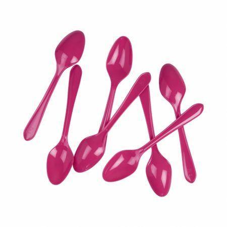 20 Pack Magenta Reusable Spoons - 17cm - Image 2