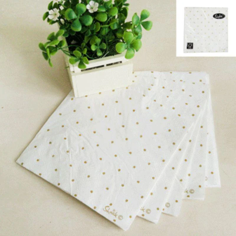 20 Pack Metallic Mini Gold Dotty Napkins - 25cm x 25cm