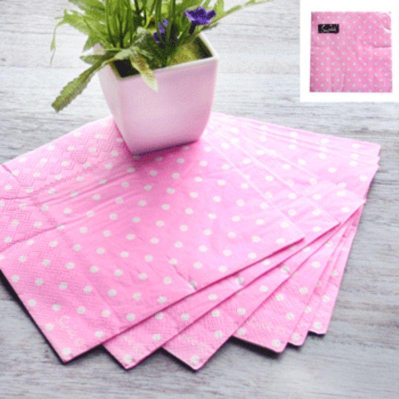 20 Pack Pink Dotty Napkins - 33cm x 33cm