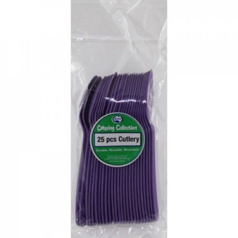 20 Pack Purple Reusable Spoons - 17cm