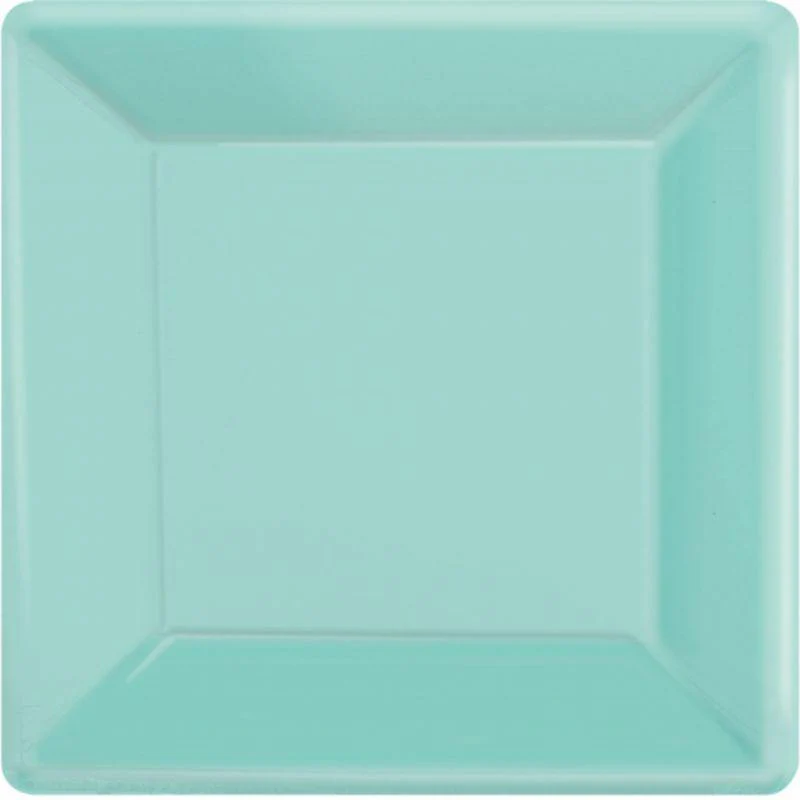 20 Pack Robins Egg Blue Square Paper Plates - 17cm