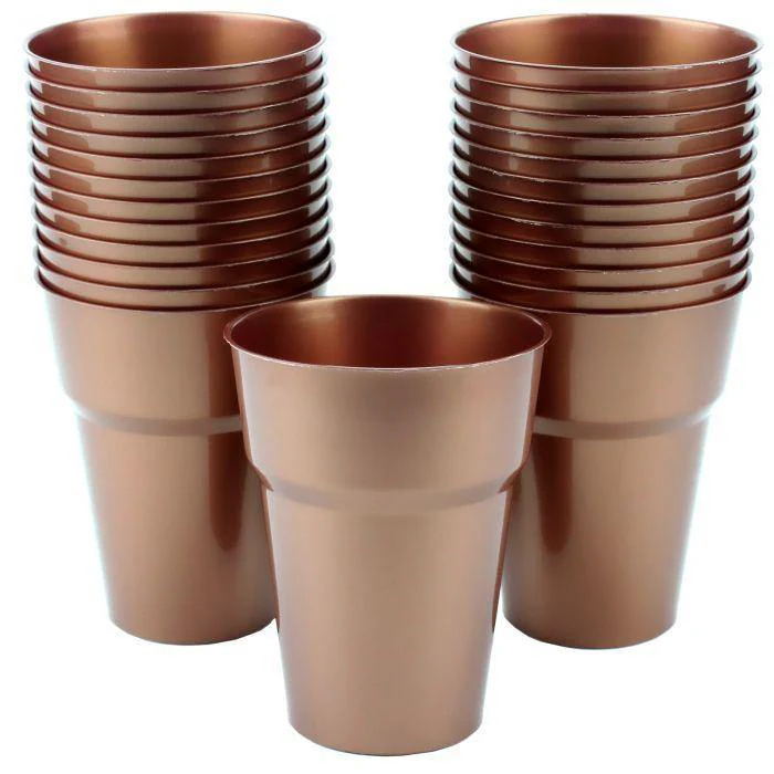 20 Pack Rose Gold Reusable Cups - 285ml - Image 2