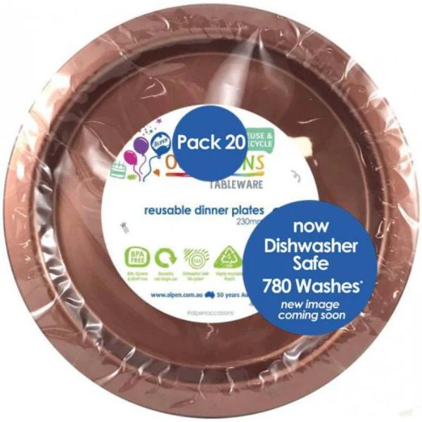20 Pack Rose Gold Reusable Dinner Plates - 23cm - Image 2