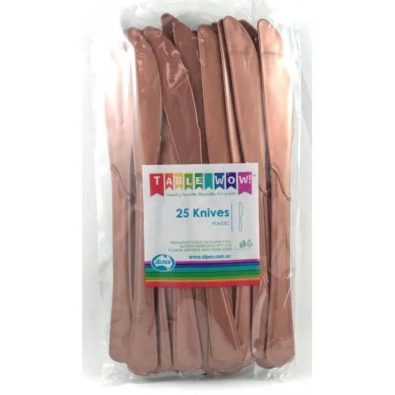 20 Pack Rose Gold Reusable Knives - 19cm
