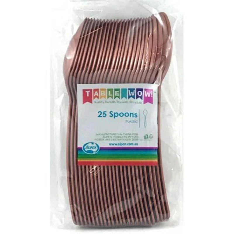 20 Pack Rose Gold Reusable Spoons - 17cm