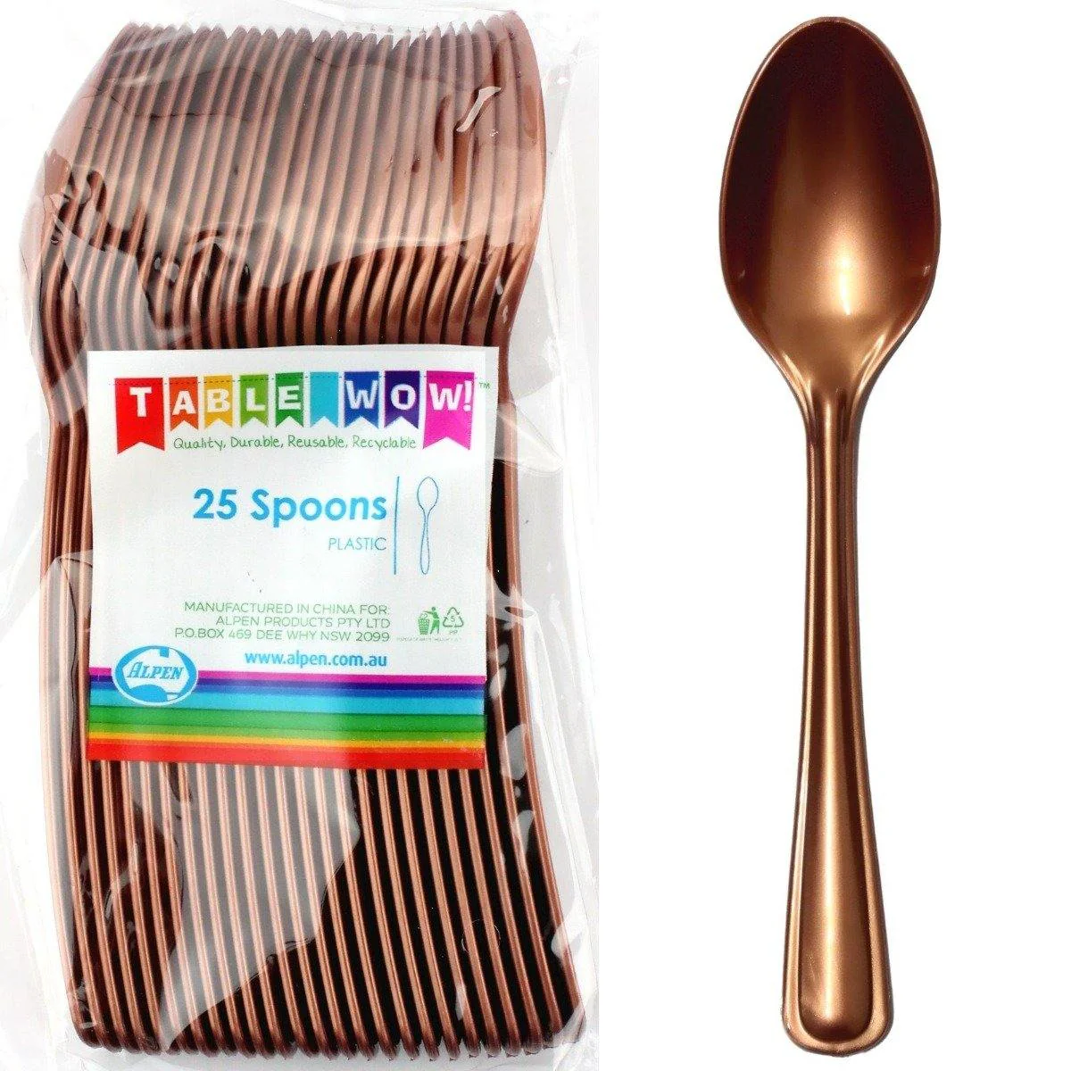 20 Pack Rose Gold Reusable Spoons - 17cm - Image 2