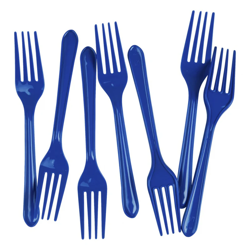 20 Pack Royal Blue Reusable Forks - 18cm - Image 2