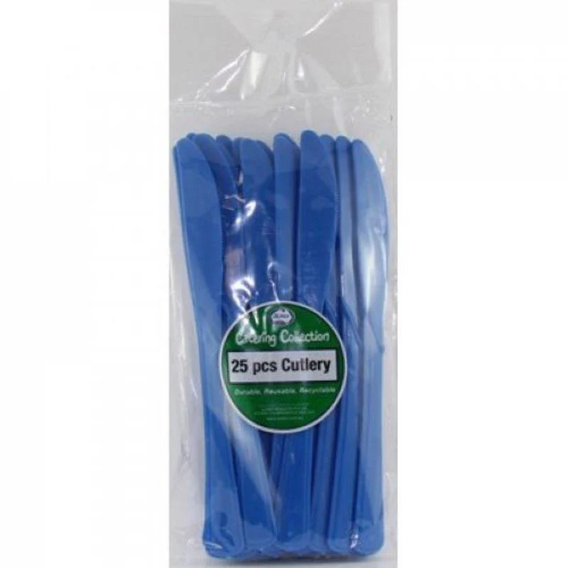 25 Pack Royal Blue Reusable Knives - 19cm