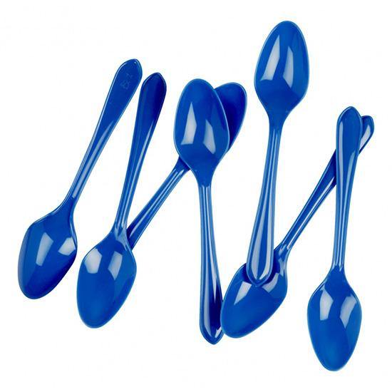 20 Pack Royal Blue Reusable Spoons - 17cm - Image 2