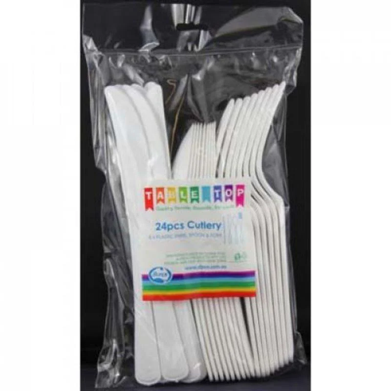 20 Pack White Cutlery Set