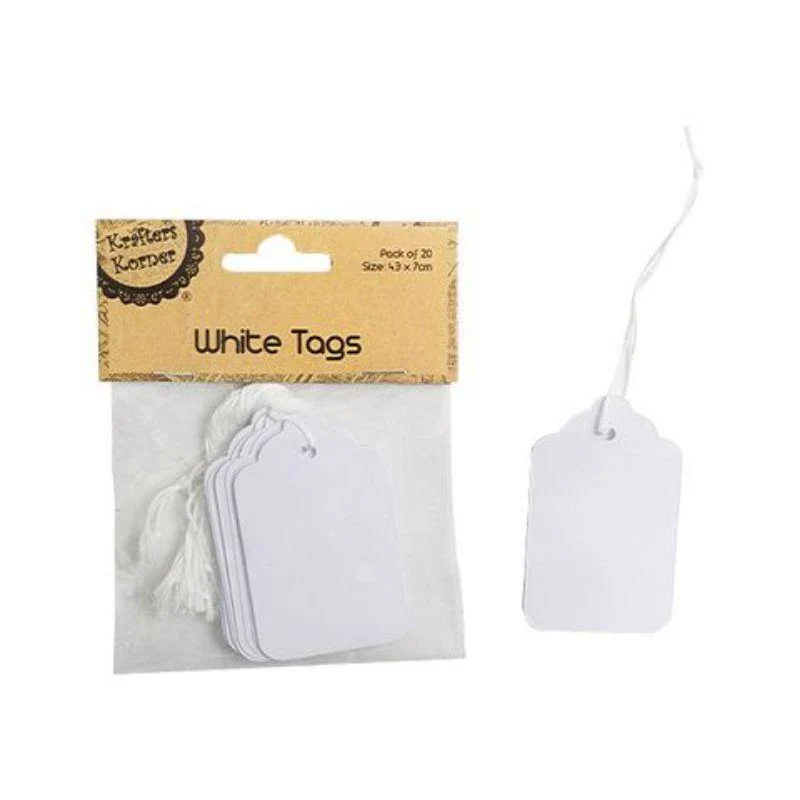 20 Pack White Tags - 4.5cm x 7cm