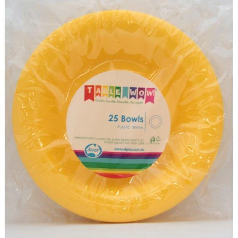 20 Pack Yellow Reusable Bowl - 18cm