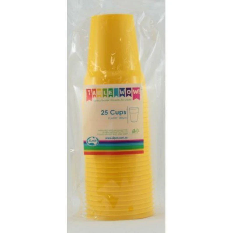 20 Pack Yellow Reusable Cups - 285ml