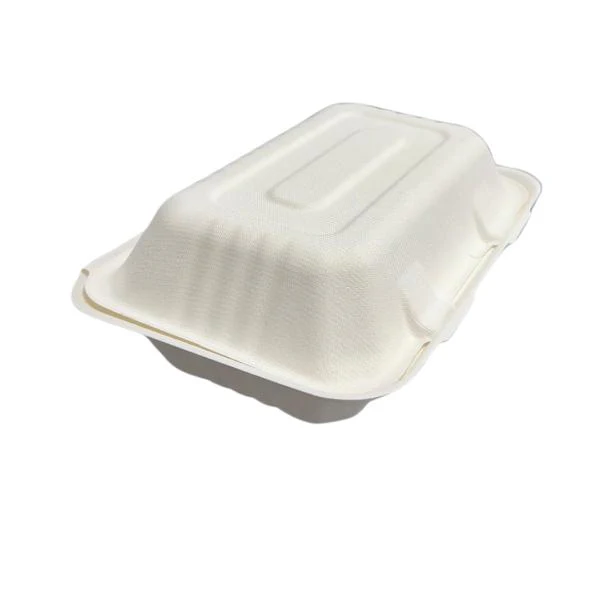 20 Pack Eco Friendly Zafpack Sugarcane Clamshell - 23cm x 15.8cm x 4.6cm - Image 2