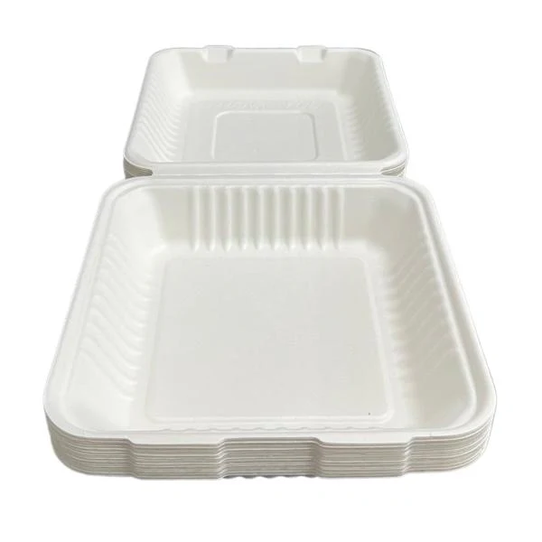 20 Pack Eco Friendly Zafpack Sugarcane Clamshell - 23.5cm x 23cm x 5cm - Image 2