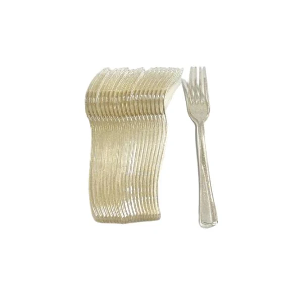 20 Pack Gold Glitter Reusable Fork - Image 2