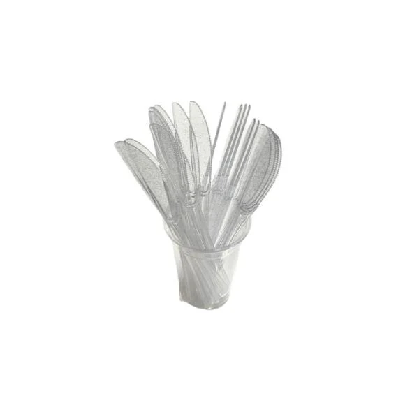 20 Pack Silver Glitter Reusable Knife - Image 2