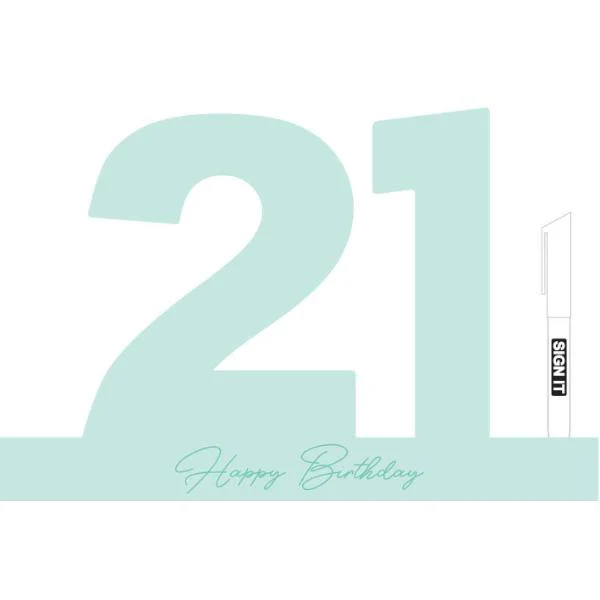 Minty Green 21st Signature Block With Pen
