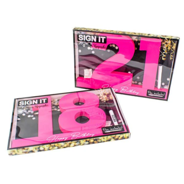 Pink 21 Happy Birthday Neon Signature Block - Image 2