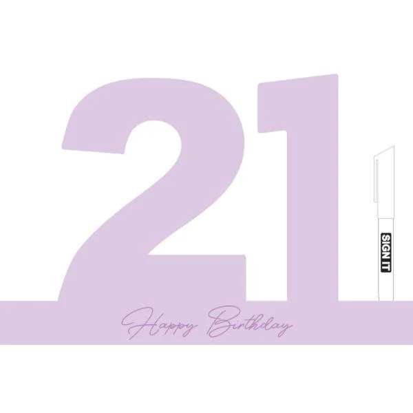 Periwinkle Purple 21st Signature Block With Pen