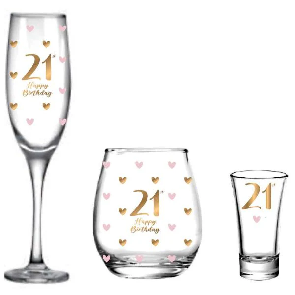 3 Pack 21st Birthday Glass Set - Image 2