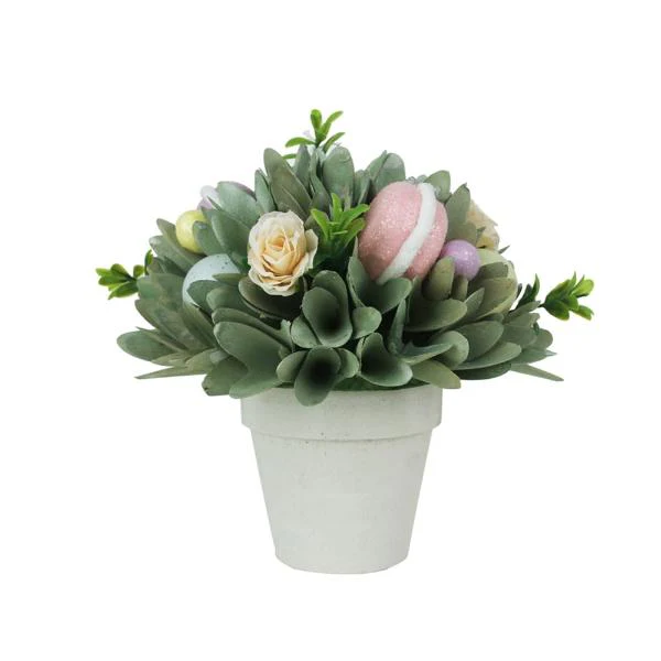 22 CM EASTER POT W/EASTER EGGS & MACAROONS