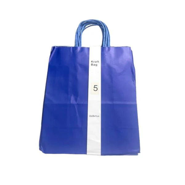 5 Pack Blue Kraft Bag - 22cm x 28cm x 11cm - Image 3