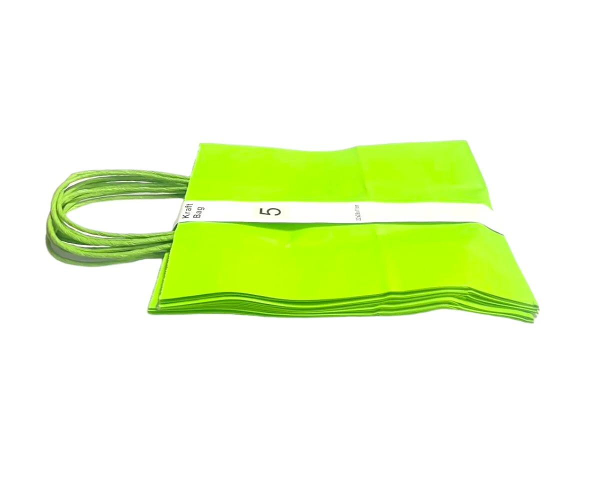 5 Pack Green Kraft Bag - 22cm x 28cm x 11cm - Image 2