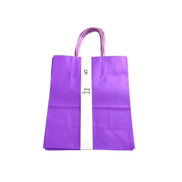 5 Pack Purple Kraft Bag - 22cm x 28cm x 11cm - Image 3