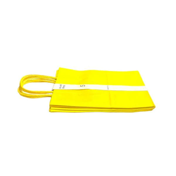 5 Pack Yellow Kraft Bag - 22cm x 28cm x 11cm - Image 2
