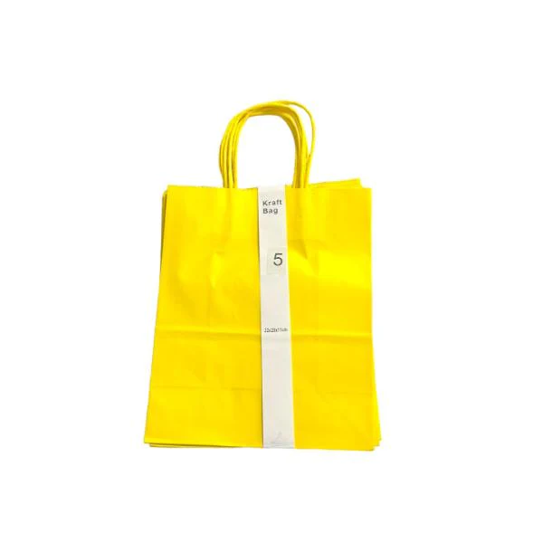 5 Pack Yellow Kraft Bag - 22cm x 28cm x 11cm - Image 3