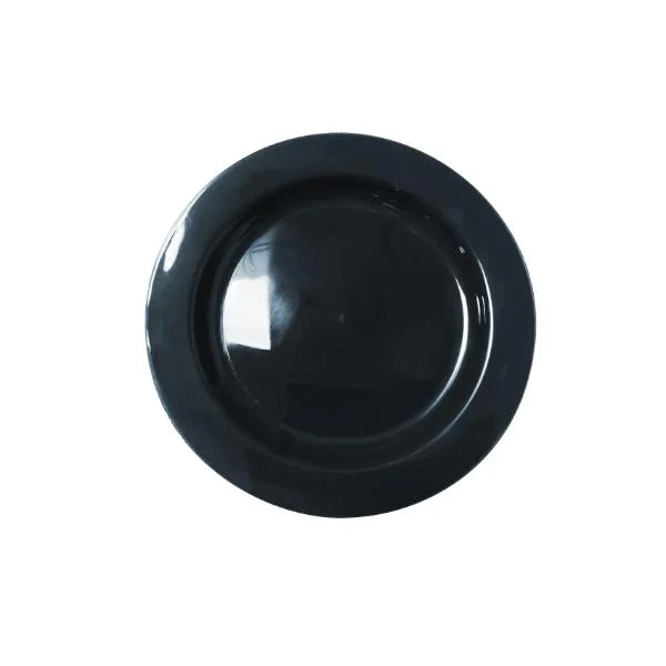 10 Pack Black Reusable Dinner Plate - 23cm