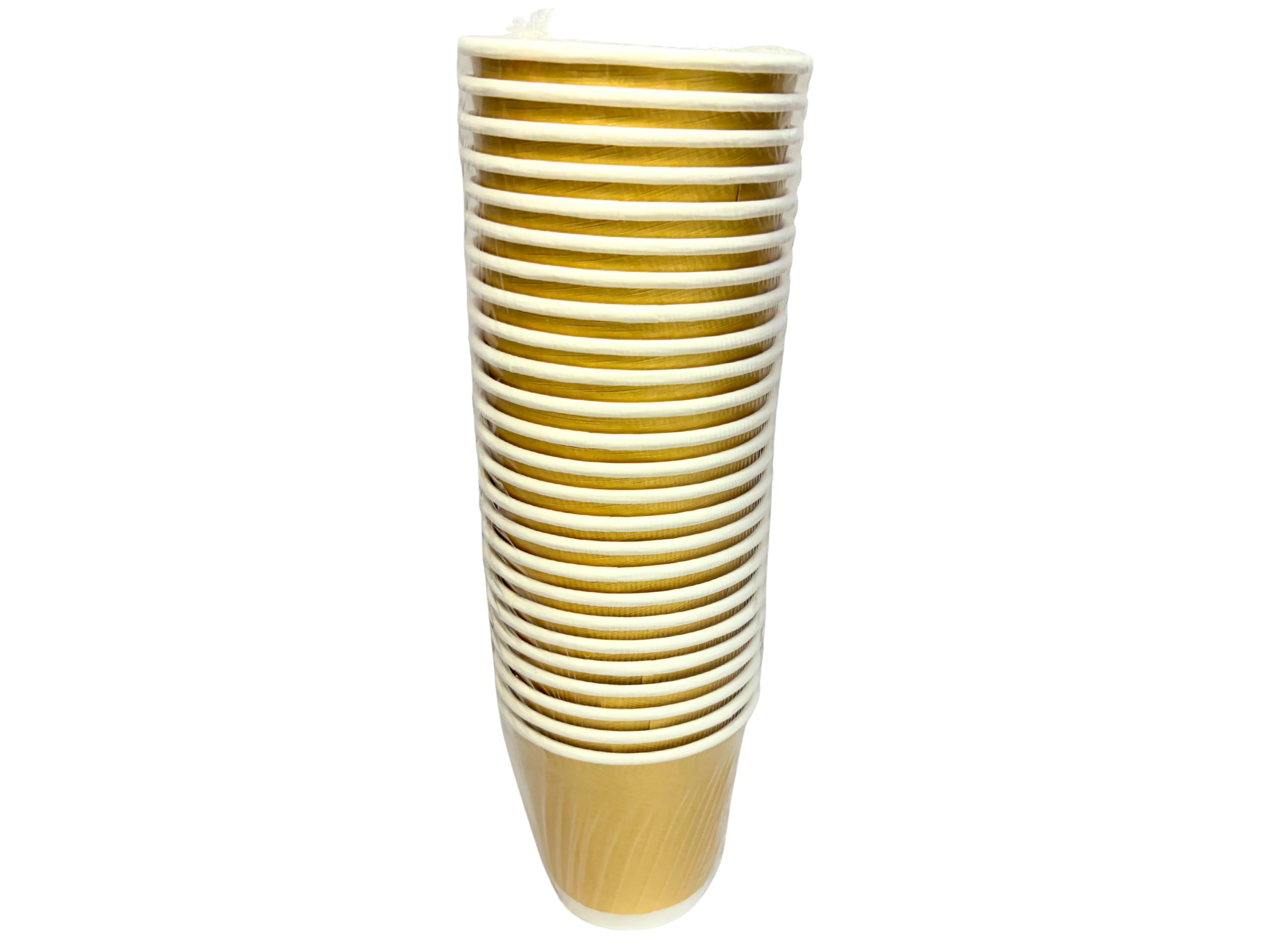 25 Pack Gold Double Wall Coffee Cup - 230ml - Image 2