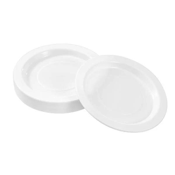 25 Pack Lemon & Lime White Round Reusable Side Plate - 18cm - Image 2