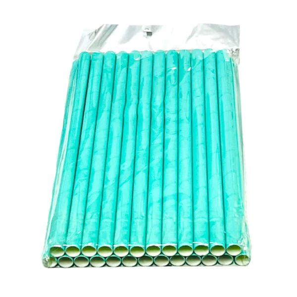 25 Pack Light Blue Jumbo Paper Straw - 23cm - Image 4